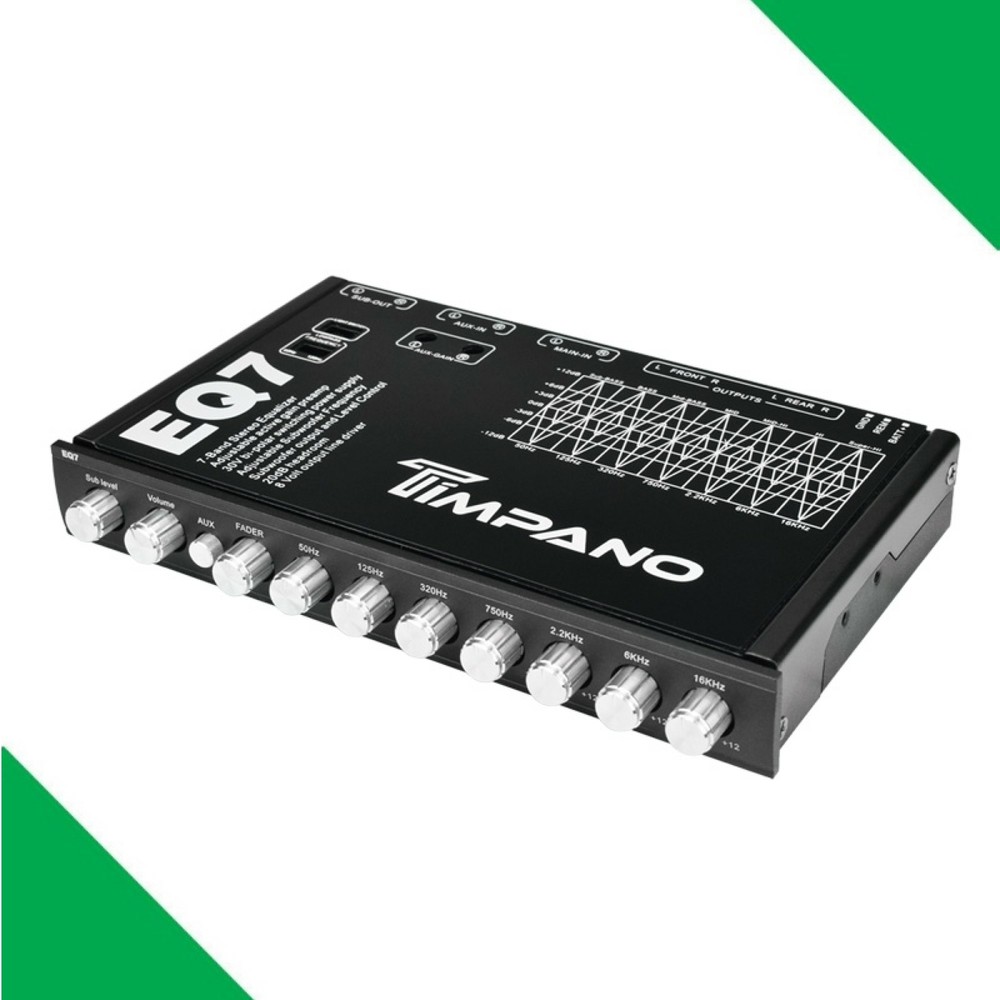 Timpano TPT-EQ7 7 Band 1/2 Din Graphic Car Audio Equalizer 6-Channel RCA Output