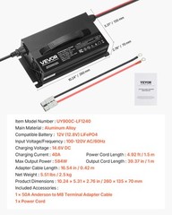VEVOR 12V 40A Lithium Battery Charger 14.6V AC-DC LiFePO4 Smart Charger for RV