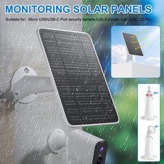 360° Solar Panel Charger for Outdoor Security Camera Eufy 10W Micro USB Type-C