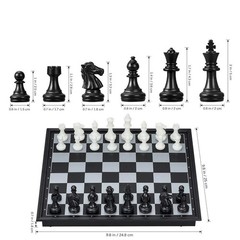 Black White Magnetic Chess Set, Portable for Kids Adults (Black)