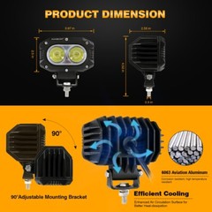 AUXBEAM 4″ LED Work Light Bar Flood Pods Fog Lamp Offroad Driving Truck SUV ATV