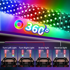 2x 1~3FT Laser LED Whip Spiral Chasing RGB Fat Whip Light For Can Am Polaris RZR