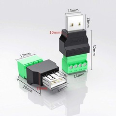 USB 2.0 Type A Male Female 4 Pin Screw Terminal Connector Pluggable 10 PCS