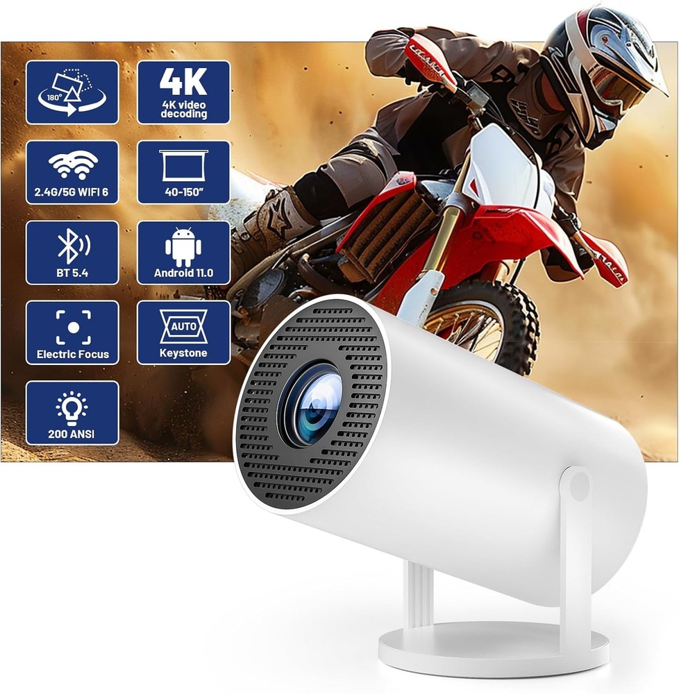 4K Mini Projector Android LED 1080P WiFi Bluetooth HD Portable Home Theater HDMI