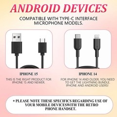 Retro Telephone Handset Mobile Phone Telephone Handset for Smartphones, Tablets