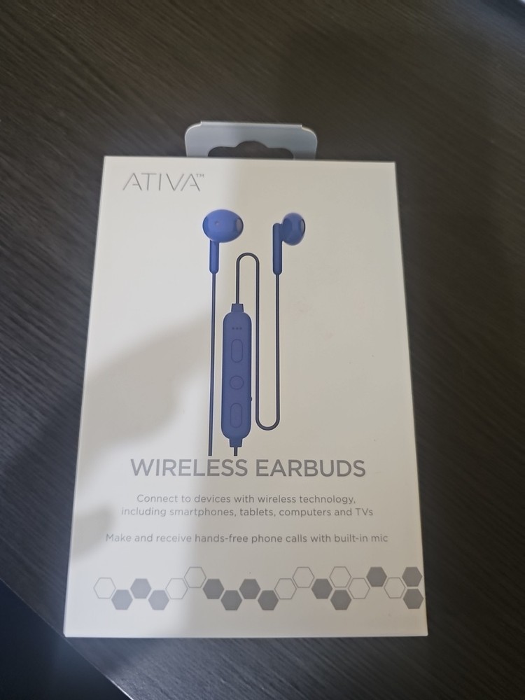 NIB/Sealed Ativa™ Wireless Earbuds, Blue, ODV008-BLU Free Shipping