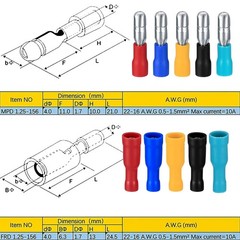 100 Pcs Bullet Connectors Kit, Insulated Bullet Connectors Terminals Female and
