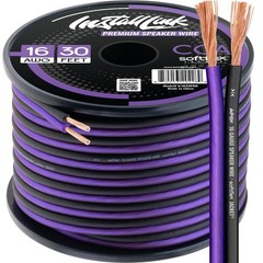 Durable 30 Feet Copper Clad Aluminum Speaker Wire – Frosted Purple/Black 16 AWG