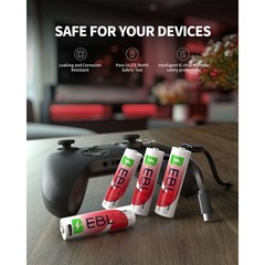 EBL Rechargeable 1.5V AA Lithium Batteries 3500mWh /USB Cable Li-ion Battery Lot