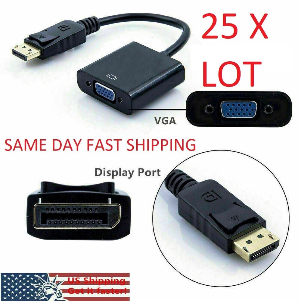25 X Display Port DP to VGA Adapter Cable 1080P for laptop desktop Game Monitor