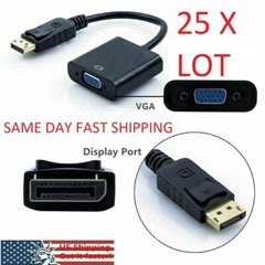 25 X Display Port DP to VGA Adapter Cable 1080P for laptop desktop Game Monitor