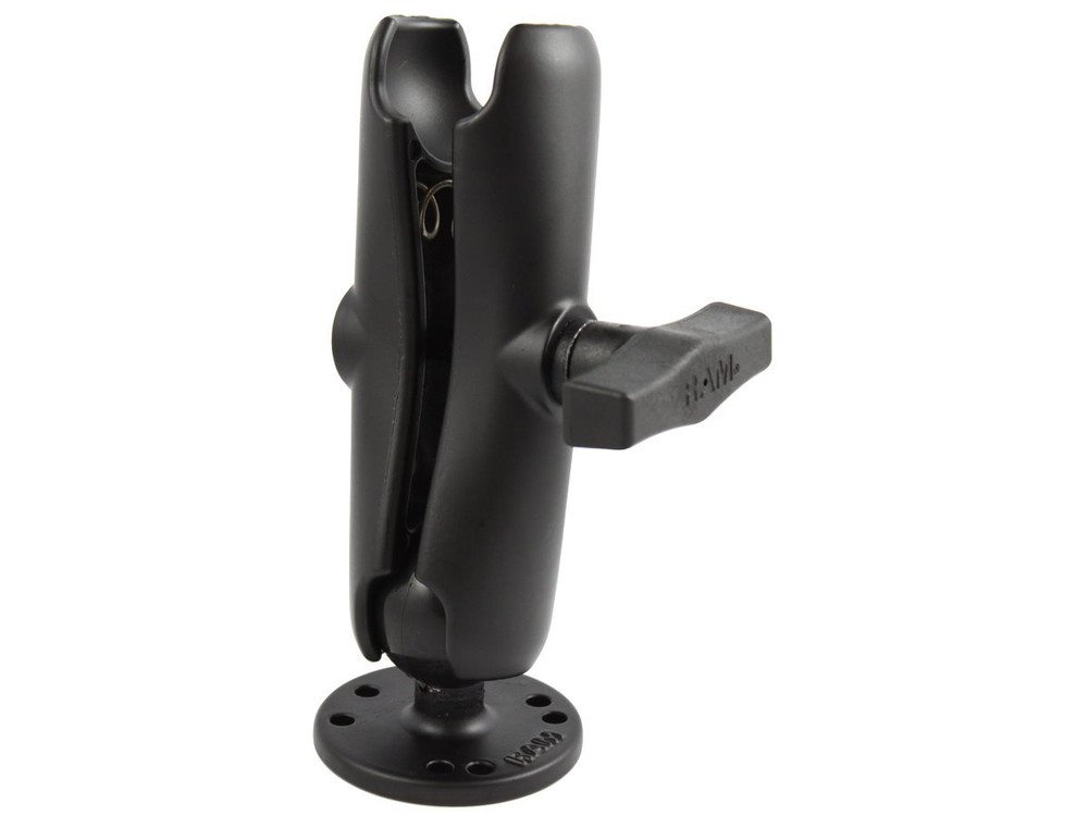 RAM Standard Size Double Socket Arm with 2.5″ Round AMPS Base & 1.5″ Ball