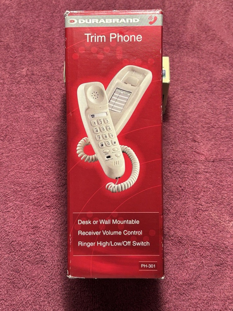 DURABRAND PH-301 Trim Phone, Desk Or Wall Mountable, NIB