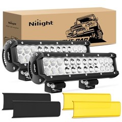 LED Light Bar with Yellow/Black Covers 2 PCS 12 Inch White+Yellow Black Cover