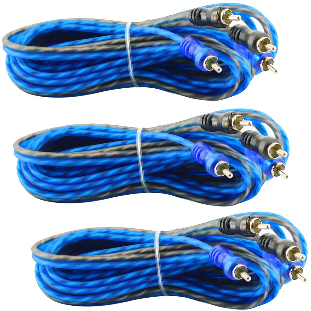 3 Pcs | 2 RCA to RCA Interconnect HiFi Audio Cable Male Connector Wire 12 Feet