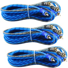 3 Pcs | 2 RCA to RCA Interconnect HiFi Audio Cable Male Connector Wire 12 Feet