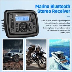 Marine Stereo Bluetooth Radio Receiver with Antenna for ATV UTV Truck Golf Cart