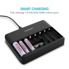 Tenergy TN477U AA AAA 8 Bay NiMH USB Battery Charger with Battery Options LOT
