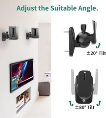 Durable ABS Speaker Wall Mounts with Adjustable Angles – 8 lbs Support, Black