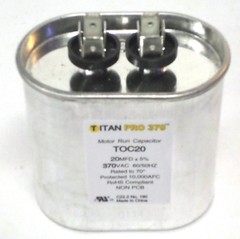 TitanPro TOC20 HVAC Oval Motor Run Capacitor 20 MFD/UF 370 Volts