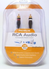 BAFO Premium 24K Gold Plated L/R RCA Stereo Audio Cable 14′ 14FT Retail Pack