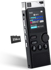 WUCOTC Digital Voice Recorder 264GB Voice Activated MP3 Playback Black