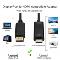 1.8M DisplayPort to HDMI Cable 4K Video Audio Adapter for PC HDTV