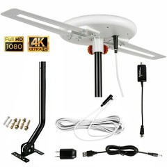 HDTV Antenna Omnidirectional Amplified 4K 1080P UHF VHF with 40Ft Cable & J-Pole