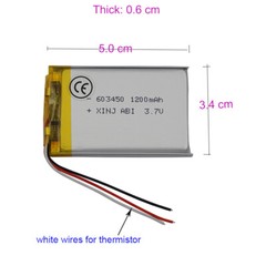 3.7V 1200mAh Polymer Li Lipo Battery 603450 3Pin JST Connector For GPS Camera