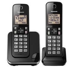 Panasonic KX-TGC352B Cordless Phone 2 Handset DECT 6.0 Call Block Black Call ID