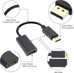 DP Displayport Male to HDMI Female Cable Converter Adapter for PC Laptop Desktop