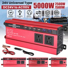 5000W Inversor de corriente DC 12V 24V a AC 110V 120V Convertidor con 3 AC 4 USB