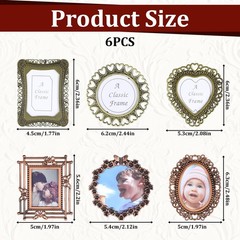 6 Pcs Mini Vintage Picture Frame 1 Inch 1-2 inches x 6.7 inches, Bronze Brown