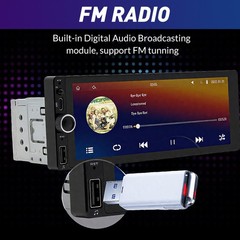 Single 1 Din Car Stereo Wireless CarPlay 6.8″ Touchscreen Bluetooth Radio FM USB