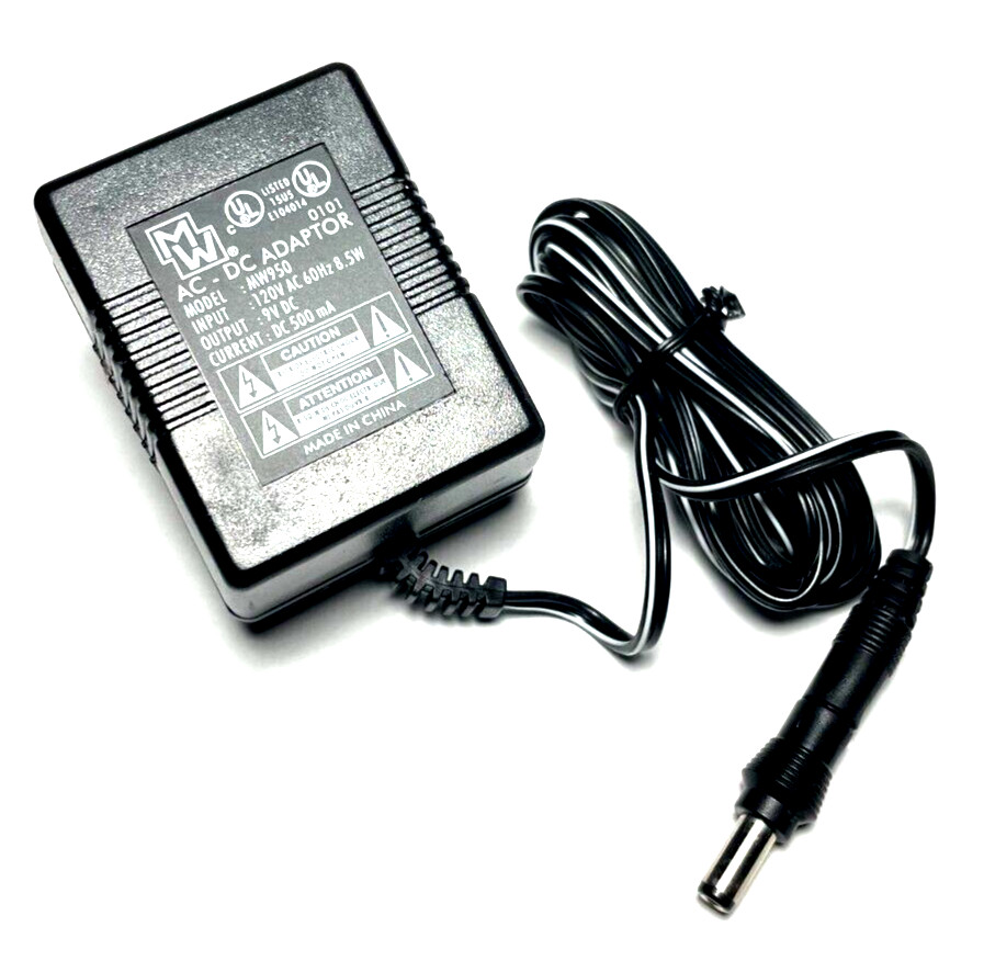 New MW MW950 AC/DC Power Supply Adapter Charger Cord Output 9V DC 500mA