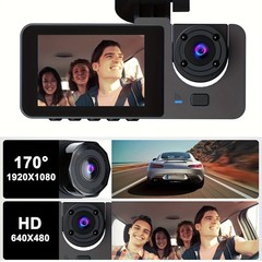 4K Dash Cam Front Rear and Inside Dash 3-Camera Free 32GB TF Card G-Sensor