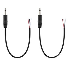 2-Pack 3.5mm Stereo Male to Bare Wire Speaker Cable Adapter for Audio Repair
