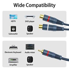 RCA 1 Male to 2 Female Audio RCA 1 Female to 2 Male Y-Converter Splitter Adapter