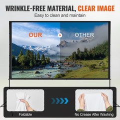 VEVOR Projector Screen with Stand 120/100/150 inch 16:9 4K 1080 HD Movie Screen