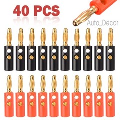 40Pcs Gold Plated 4mm Banana Plugs Audio Jack Speaker Wire Cable Screw Connector