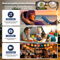 AI Smart Glasses Camera POV Video Bluetooth Audio Translation Photochromic Lens