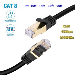 Cat 8 Ethernet Cable 40Gbps 2000MHz – Shielded SFTP Gold Plated RJ45, 30m 40Gbps