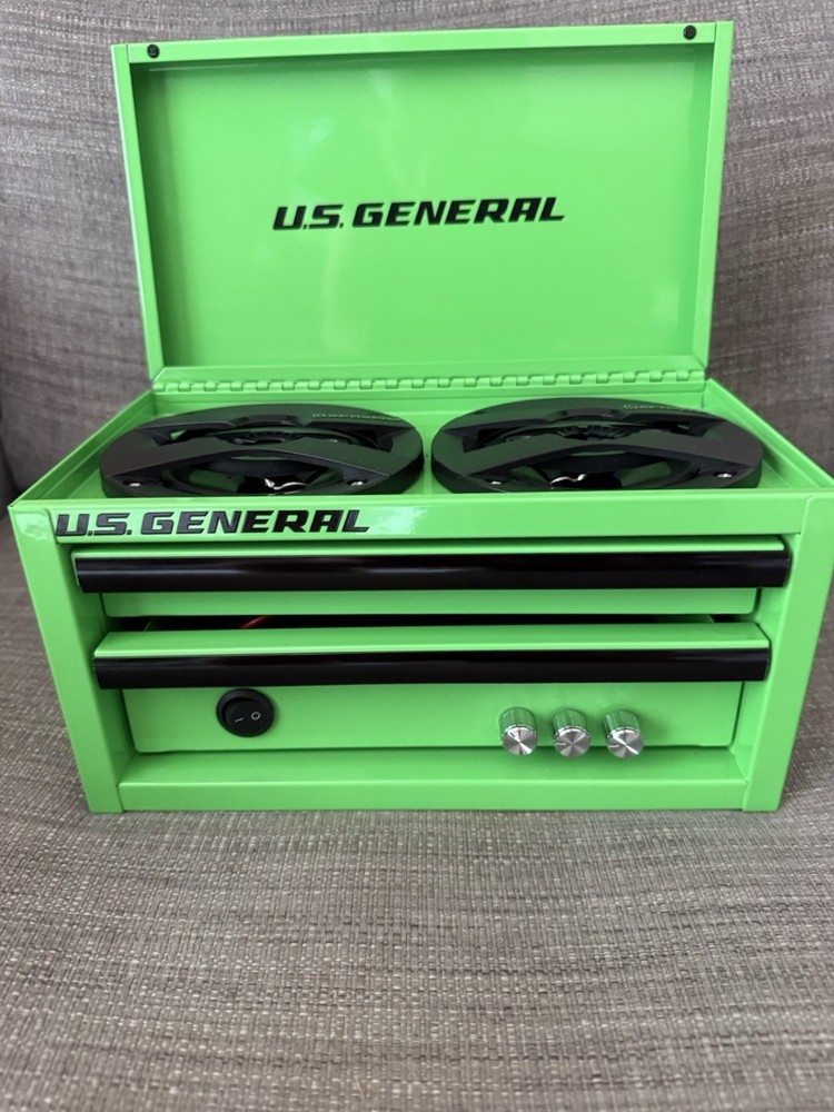 Mini Toolbox Bluetooth Speaker. Runs off rechargeable 12v battery pack