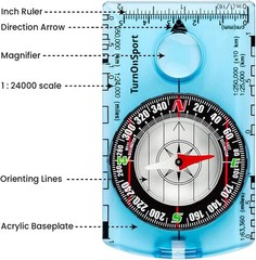 TurnOnSport Orienteering Compass – Advanced Scout for Green Orange