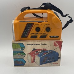 Vintage Pomtrex Multipurpose Radio Flashlight AM/FM Yellow 100-00526 Hong Kong
