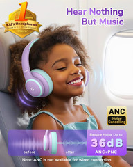 BTH26 Active Noise Cancelling Headphones for Kids, 60H Play Time, Safe Volume 80