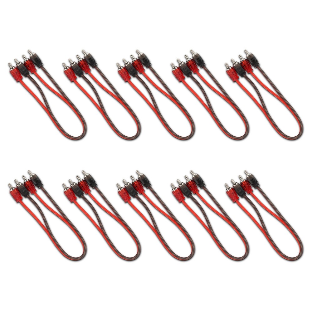 DS18 1FT Ultra Flex 100% OFC RCA Cable Wire – Dual male RCA – 10-Pack