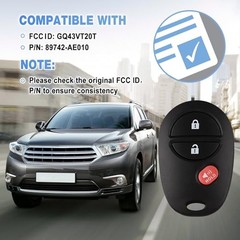 Key Fob Keyless Entry Remote Replacement for Toyota Tacoma Tundra 3Button
