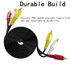 6ft 3-RCA Red White Yellow Composite Stereo Audio Video AV Cable Cord VCR DVD