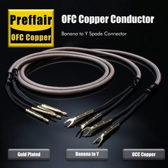 12AWG OFC HiFi Audio Speaker Cable Wire 24K Gold Plated Banana to Y Spade Plug
